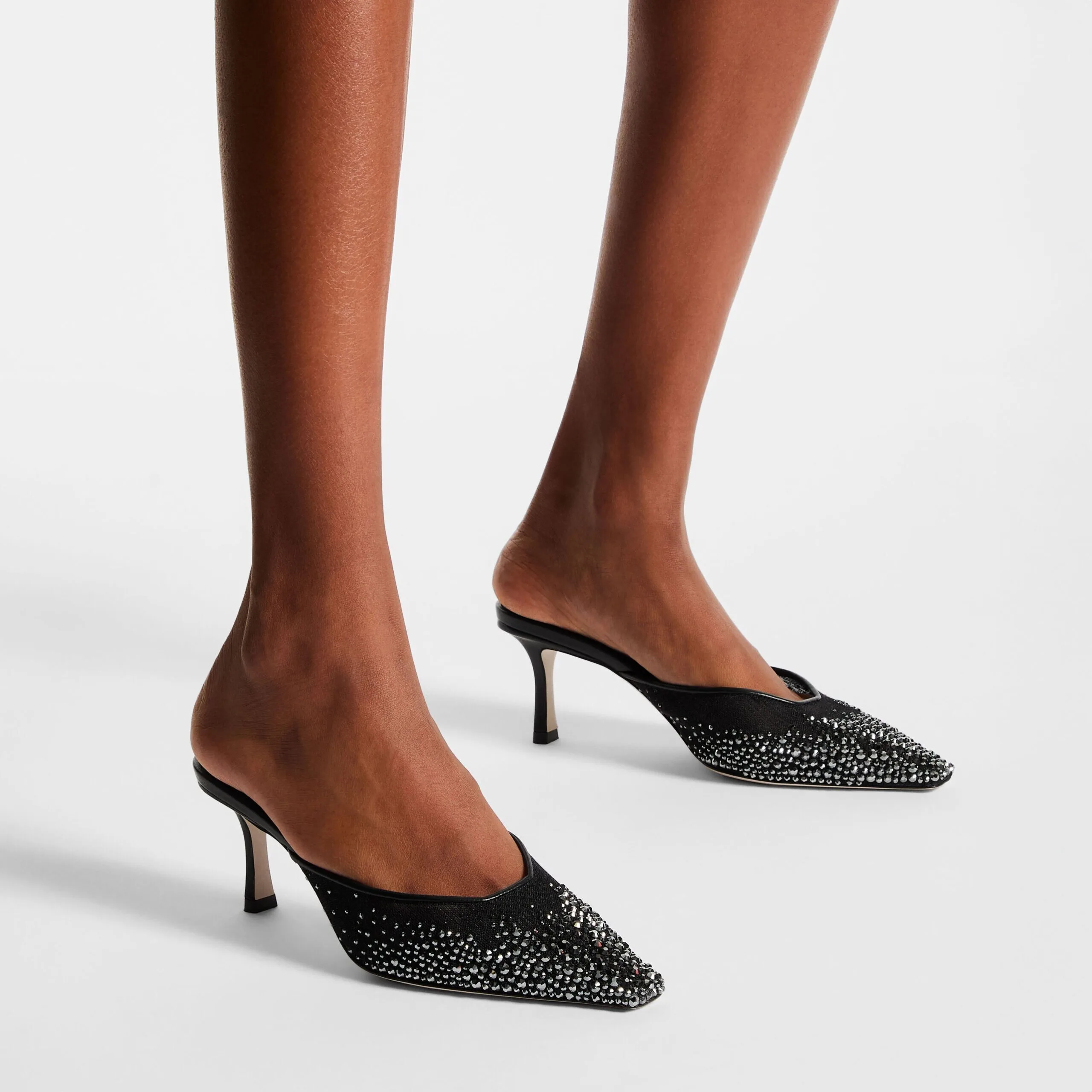 Alternative view of Jimmy Choo Vivi 65 Crystal Mesh Mules Pink VIVI65NYT
