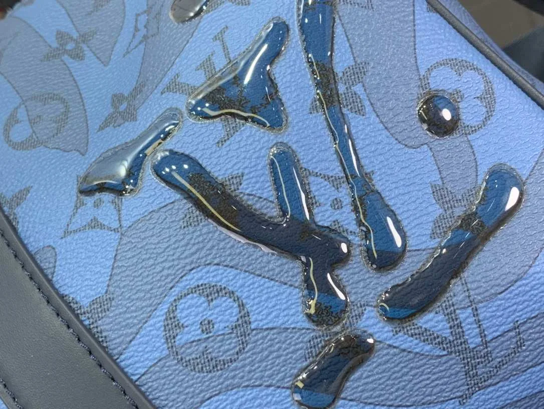 Louis Vuitton Keepall Bandouliere 35 Travel Bag / Blue Silver Hardware - Image 9
