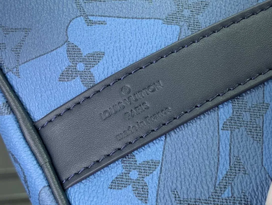 Louis Vuitton Keepall Bandouliere 35 Travel Bag / Blue Silver Hardware - Image 10