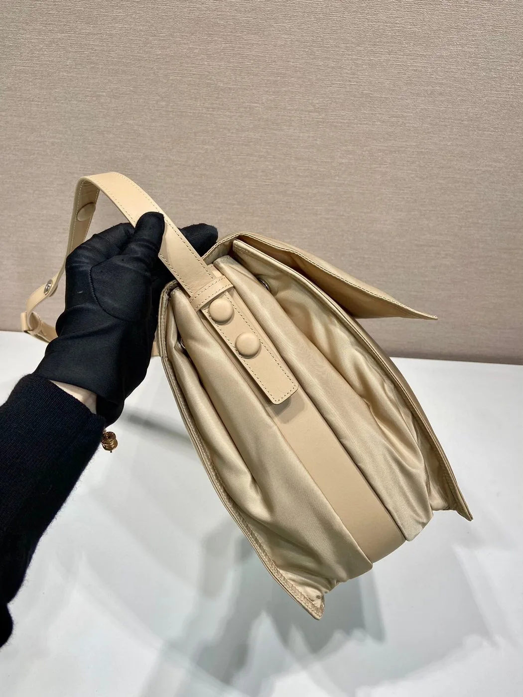 Prada Large Padded Shoulder Bag In Beige / 1BD256_RDLN_F0F24_V_OOO - Image 3