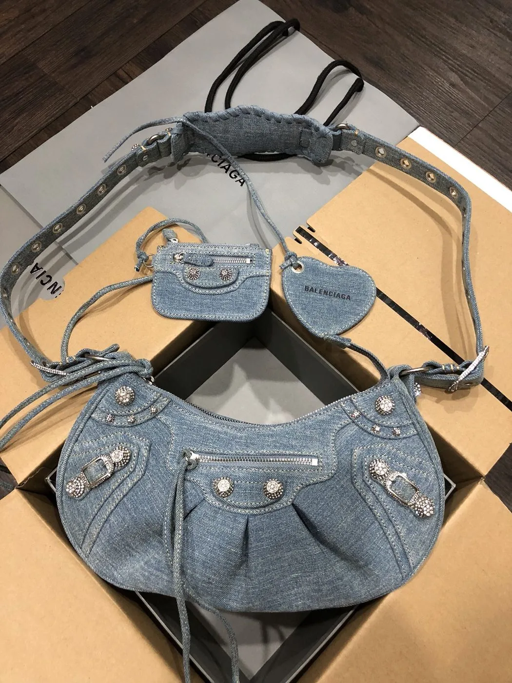 Balenciaga Le Cagole XS Shoulder Bag Denim In Blue / - Image 3