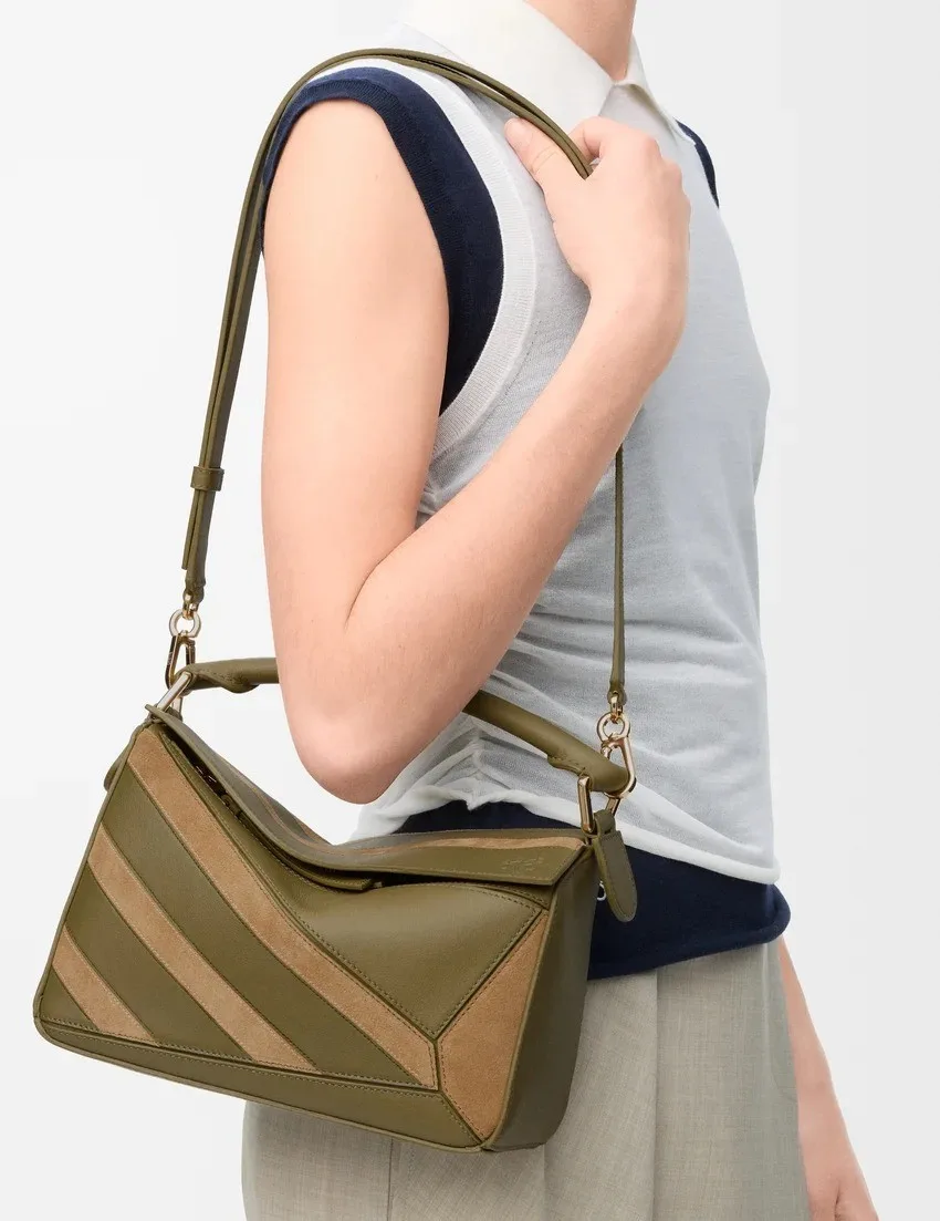 Alternative view of Loewe Small Puzzle Bag Olive Suede / A510S21XCE