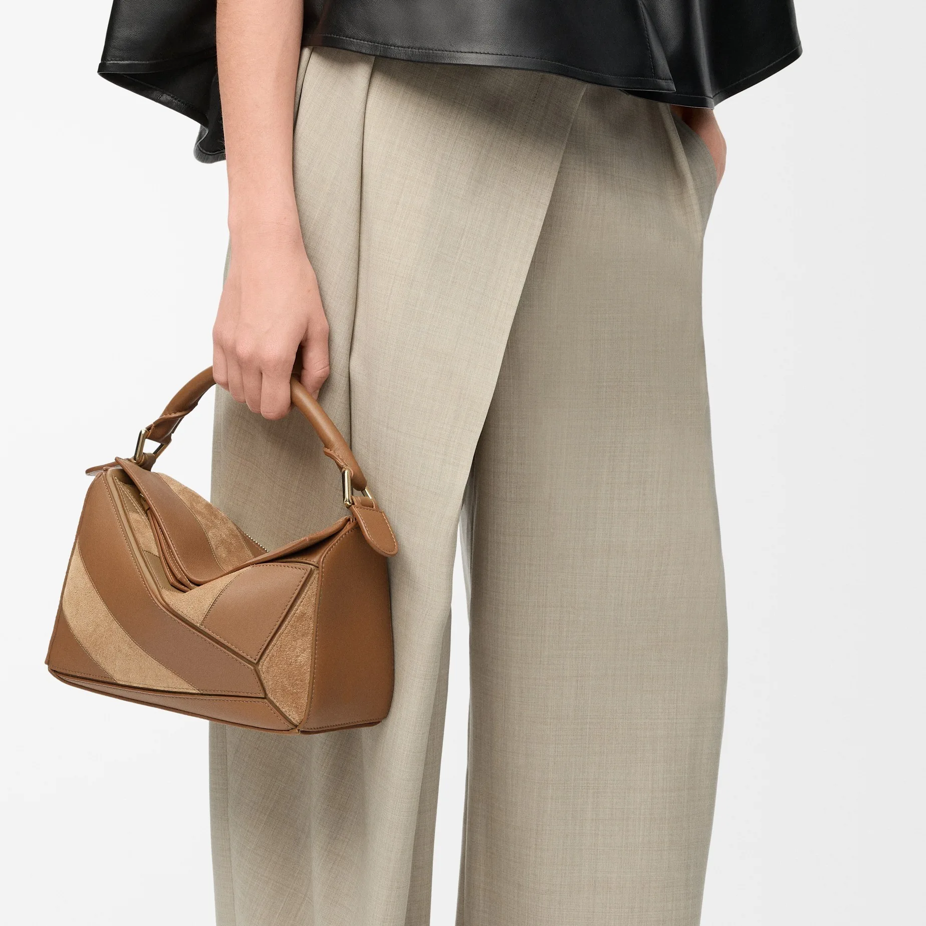 Loewe Small Puzzle Bag Oak Suede / A510S21XBR - Image 3