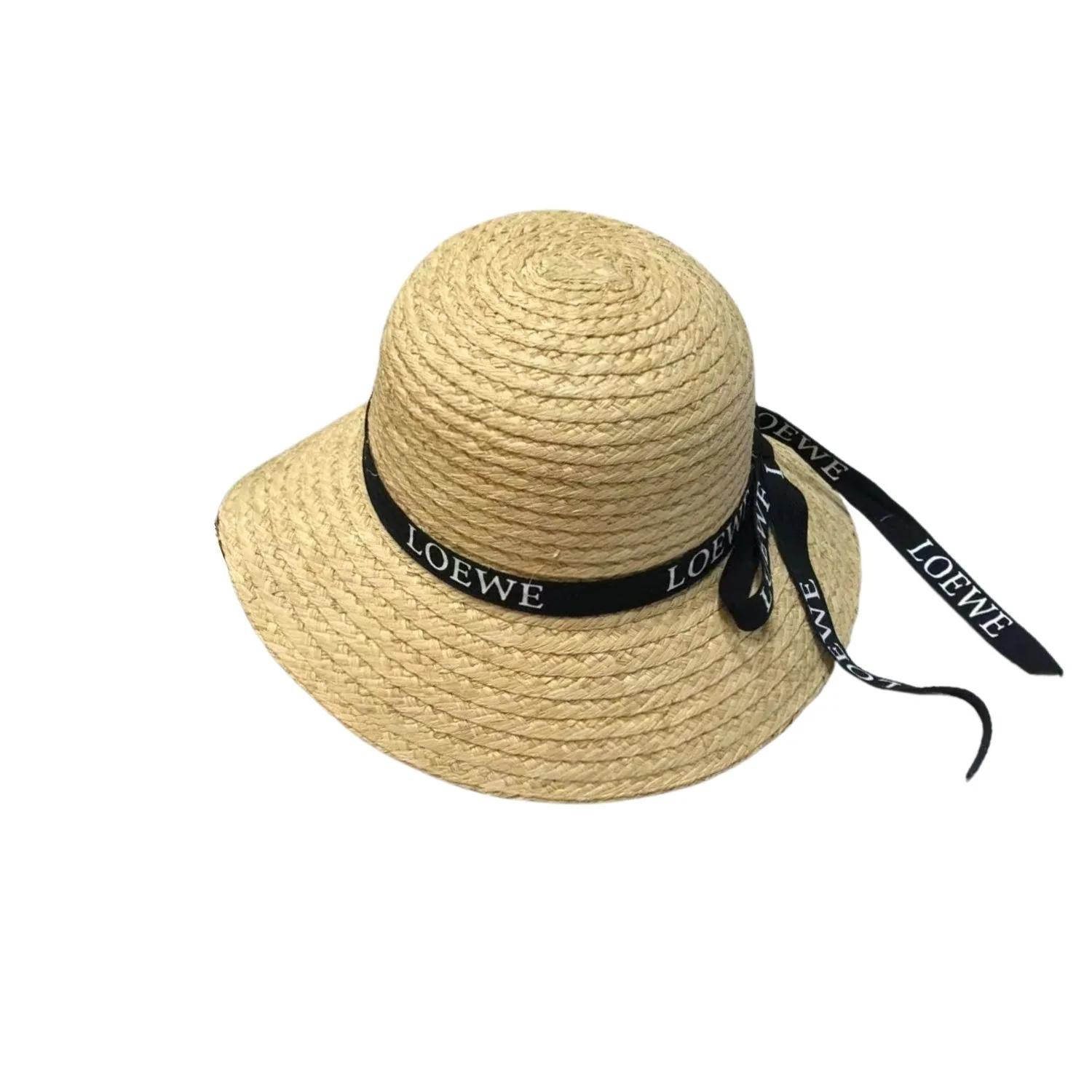 Alternative view of Loewe Straw Sun Hat Raffia With Black Ribbon Logo Beige /