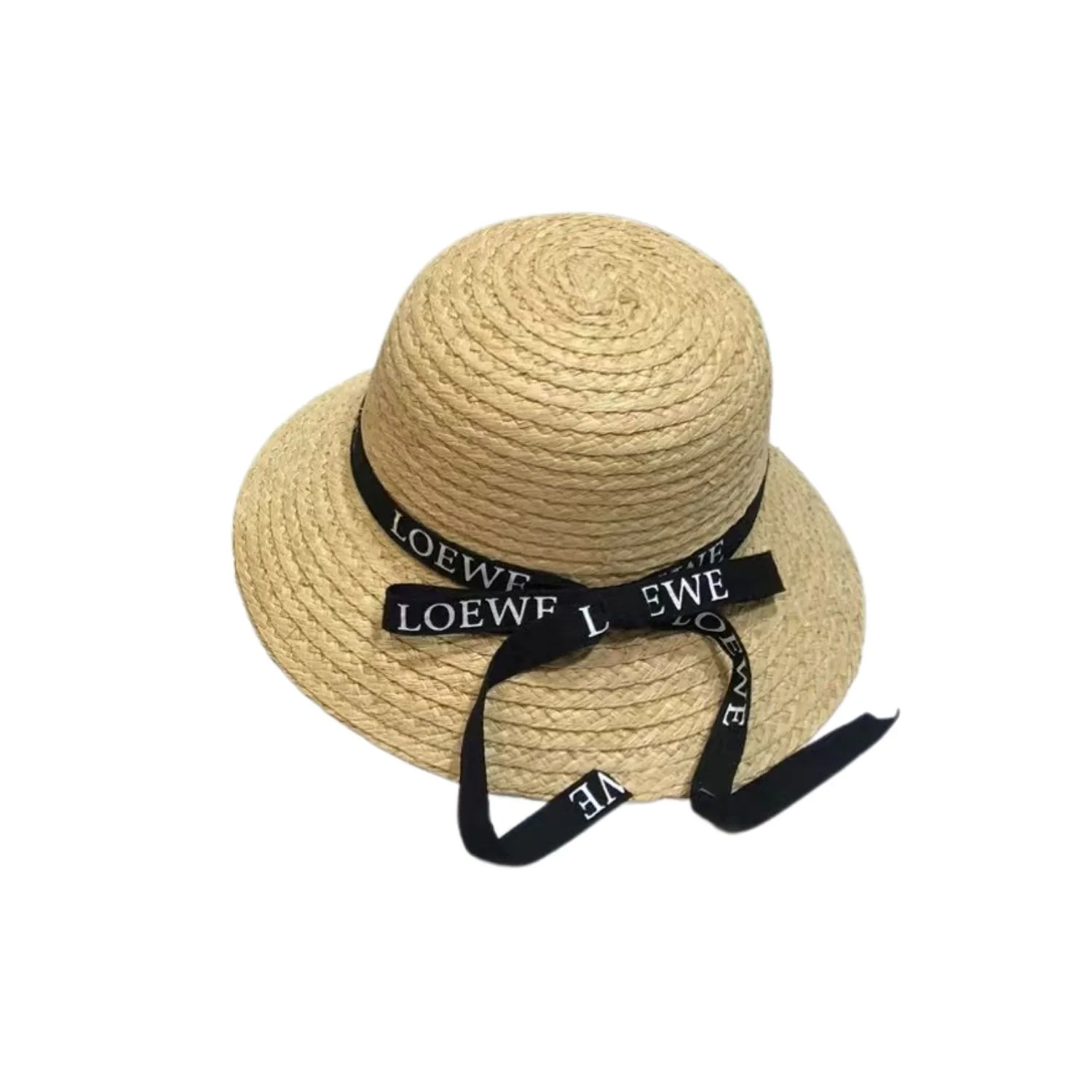Loewe Straw Sun Hat Raffia With Black Ribbon Logo Beige / - Image 3