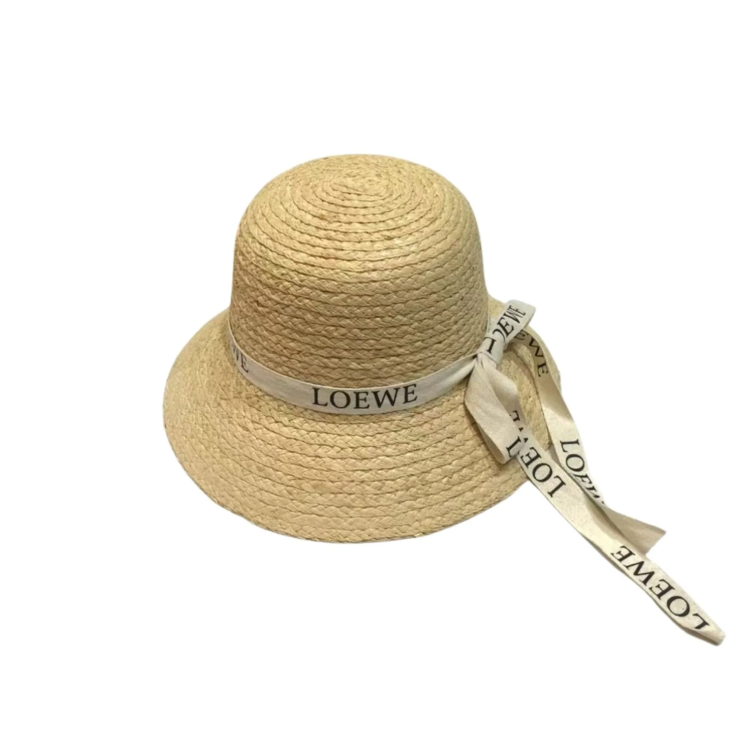 Alternative view of Loewe Straw Sun Hat Raffia With White Ribbon Logo Beige /