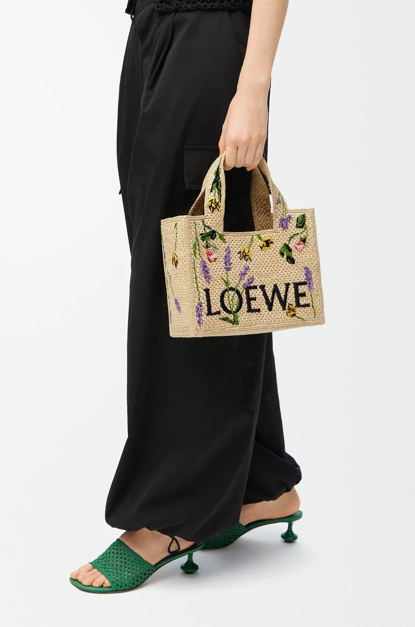 Alternative view of Loewe Small Font Tote In Raffia / ALF1B59X26