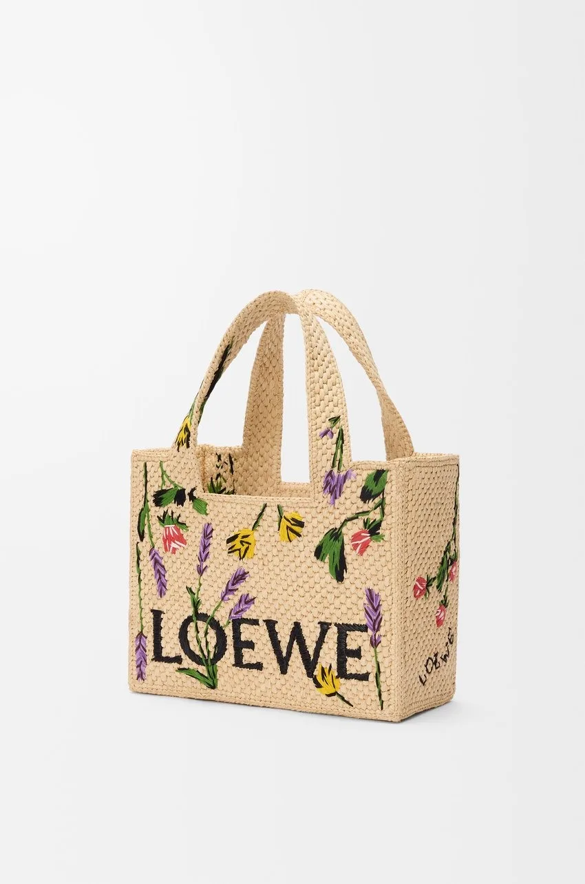Loewe Small Font Tote In Raffia / ALF1B59X26 - Image 3