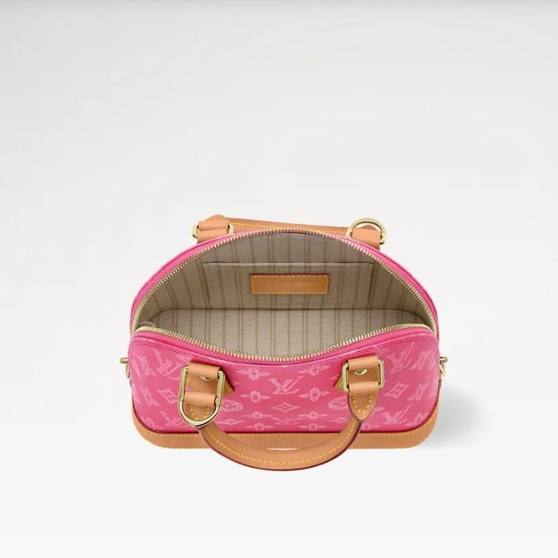 Louis Vuitton Alma BB Top Handle Bag / Monogram Origine Rose Ruban Gold Hardware - Image 5