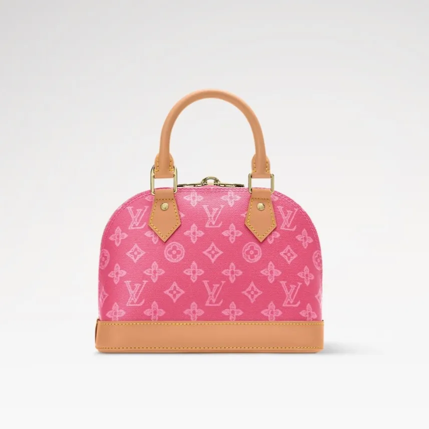 Louis Vuitton Alma BB Top Handle Bag / Monogram Origine Rose Ruban Gold Hardware - Image 6