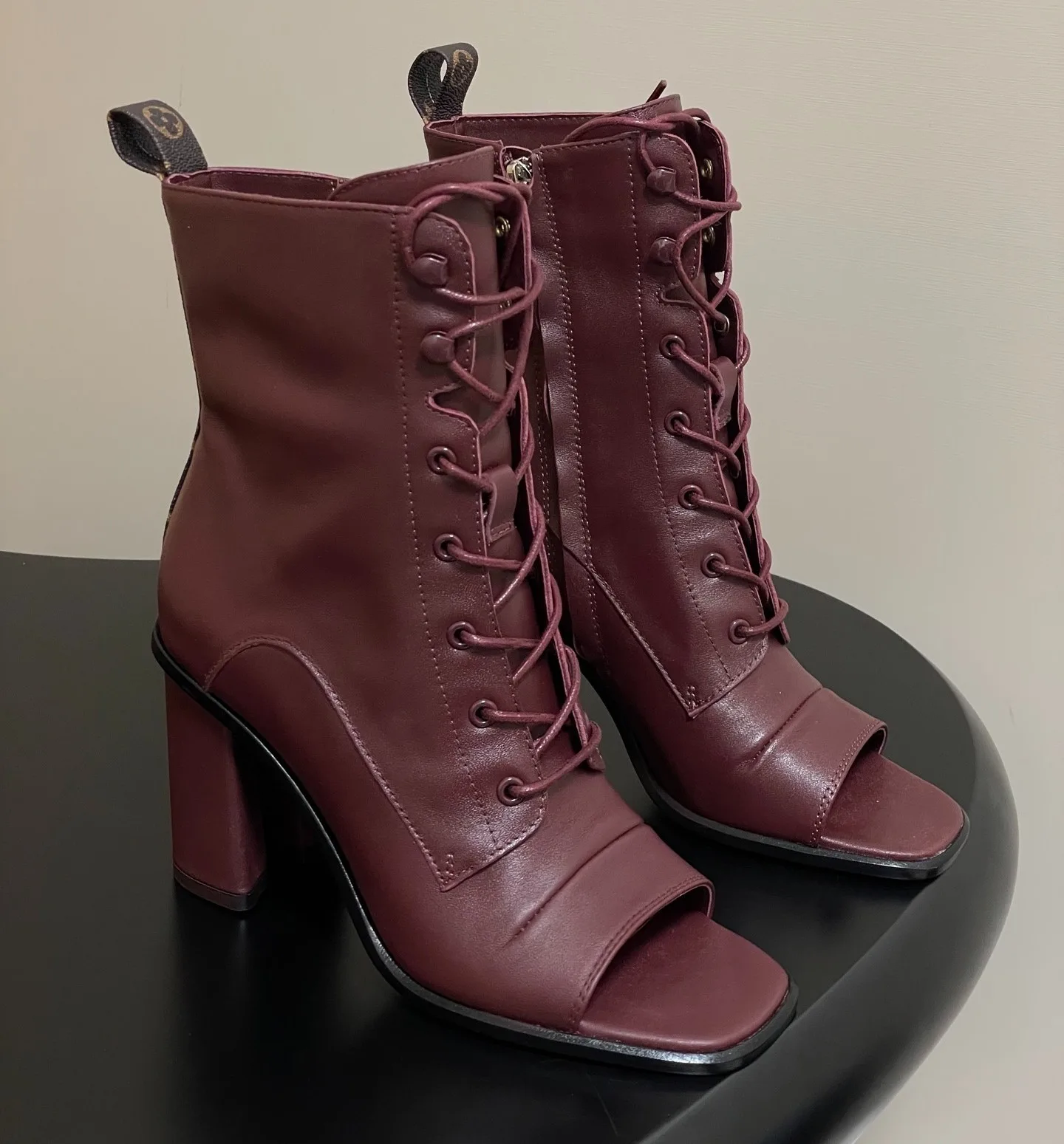 Louis Vuitton Berlin Open Toe Ankle Boots Bordeaux Red 1AICLT - Image 5