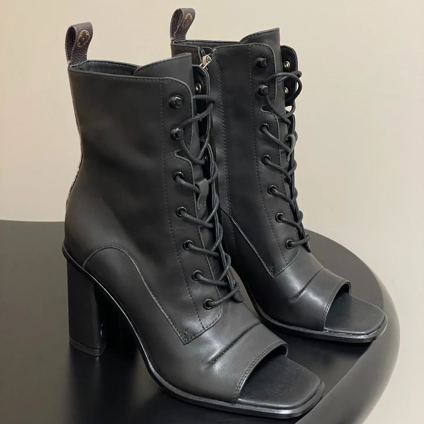 Louis Vuitton Berlin Open Toe Ankle Boots Black 1AIBRU - Image 4