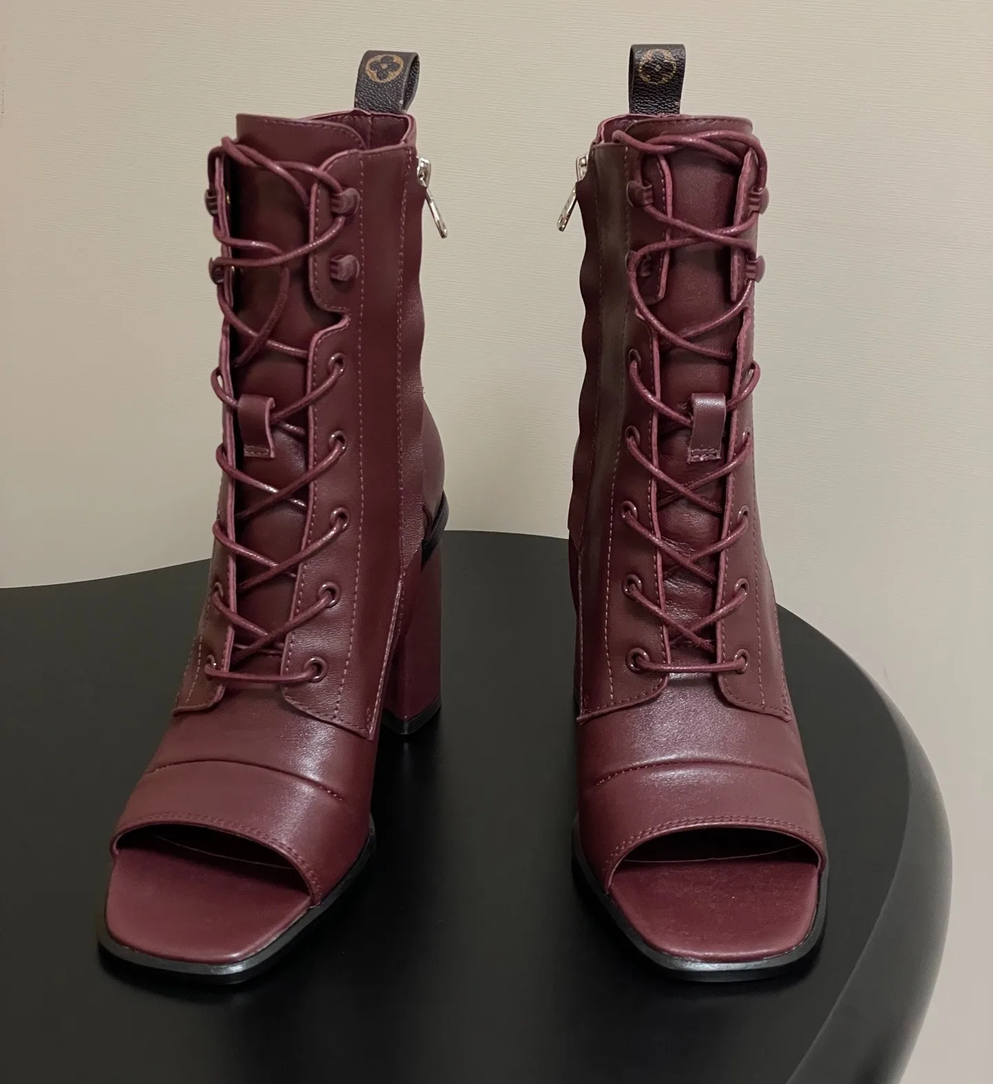 Louis Vuitton Berlin Open Toe Ankle Boots Bordeaux Red 1AICLT - Image 6
