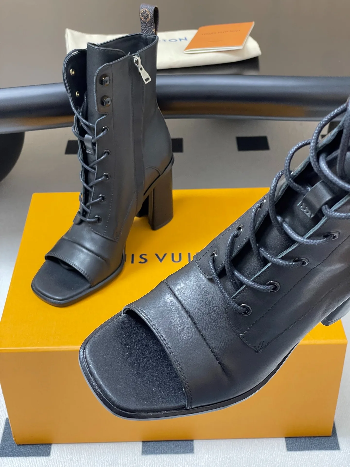 Louis Vuitton Berlin Open Toe Ankle Boots Black 1AIBRU - Image 9