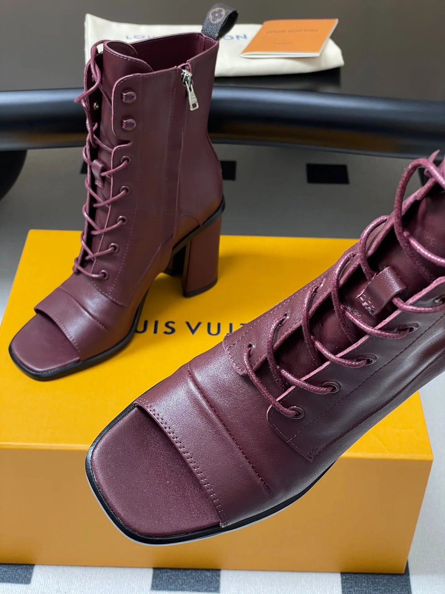 Louis Vuitton Berlin Open Toe Ankle Boots Bordeaux Red 1AICLT - Image 8