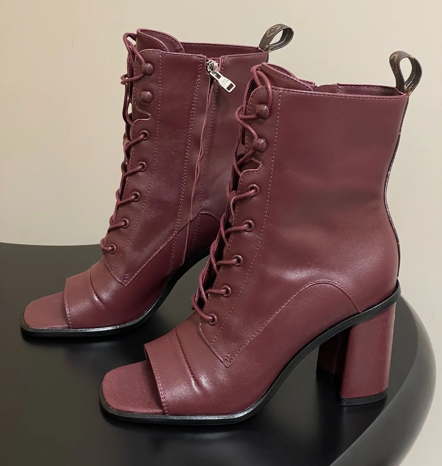 Louis Vuitton Berlin Open Toe Ankle Boots Bordeaux Red 1AICLT - Image 4