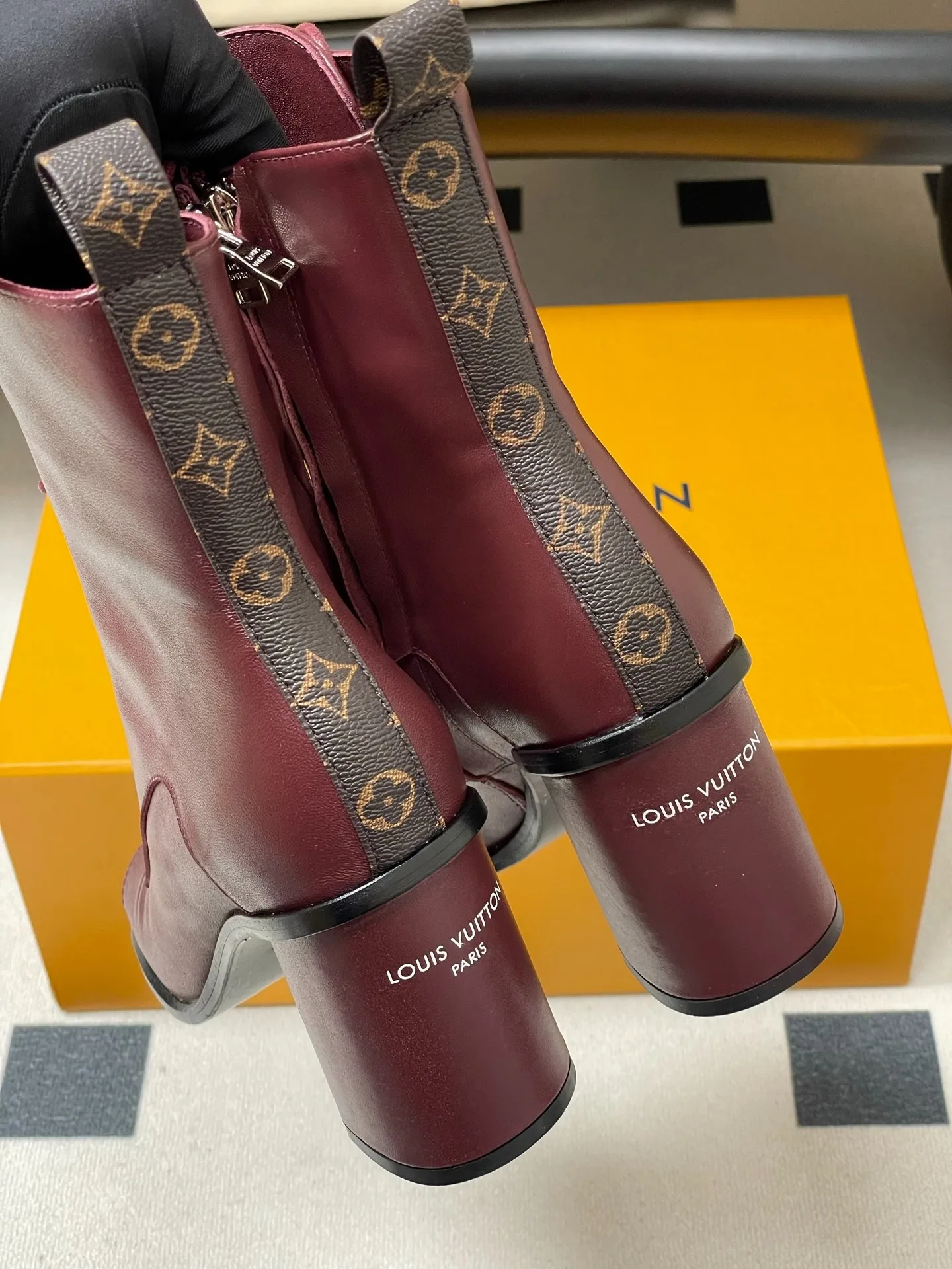 Louis Vuitton Berlin Open Toe Ankle Boots Bordeaux Red 1AICLT - Image 10