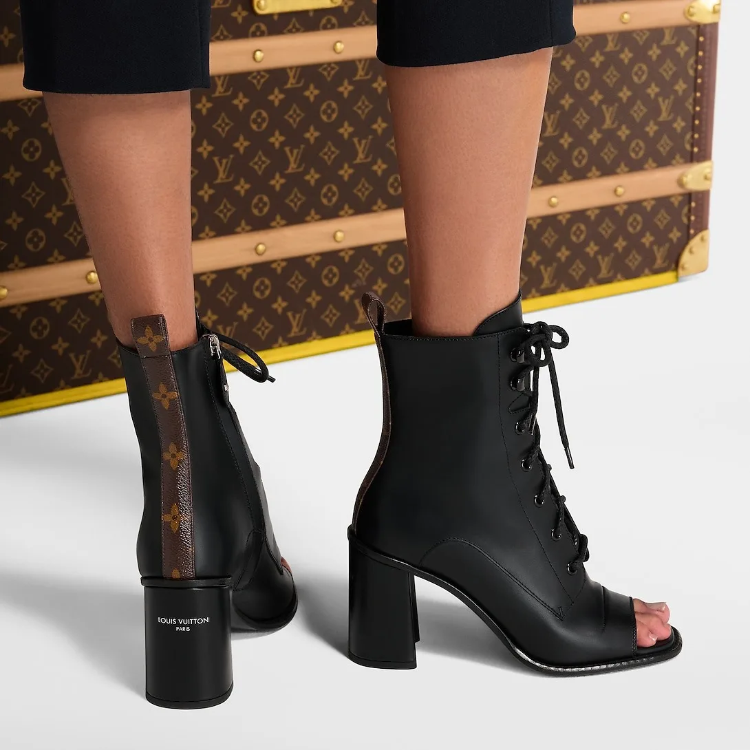 Alternative view of Louis Vuitton Berlin Open Toe Ankle Boots Black 1AIBRU