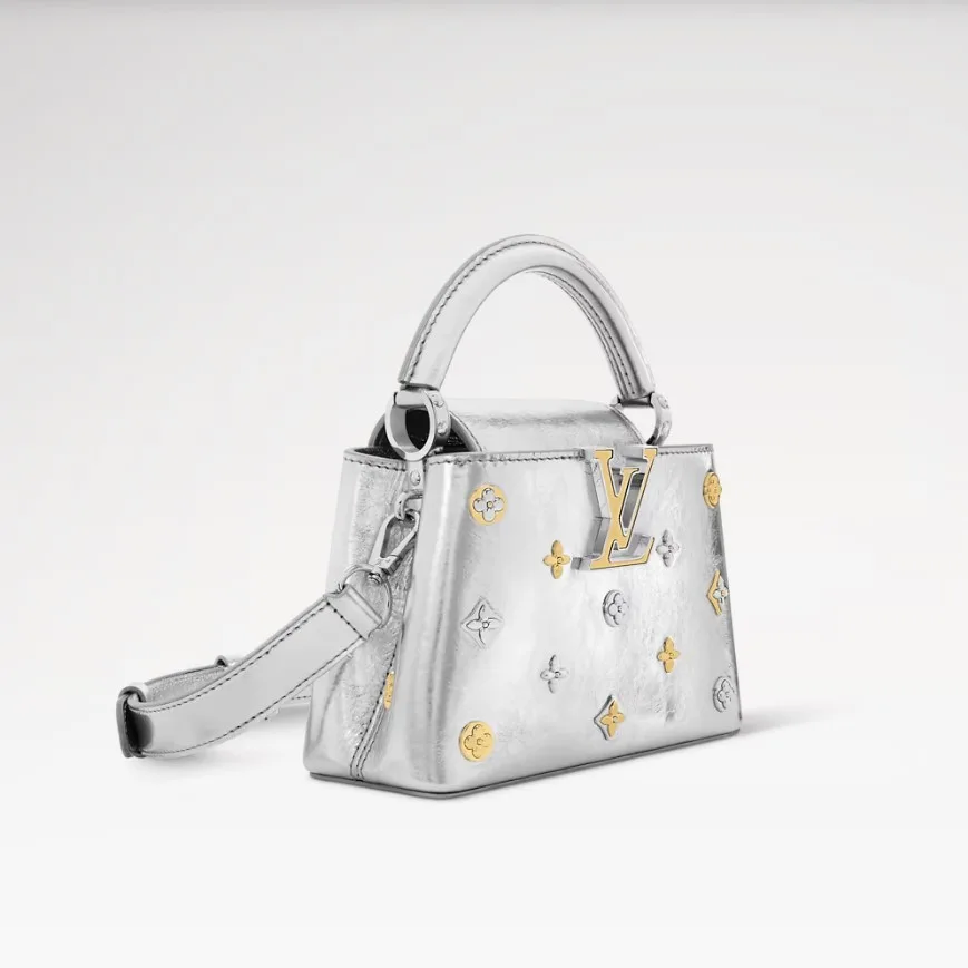 Louis Vuitton Capucines Mini Top Handle Bag / Silver Metallic Silver/ Gold Hardware - Image 5