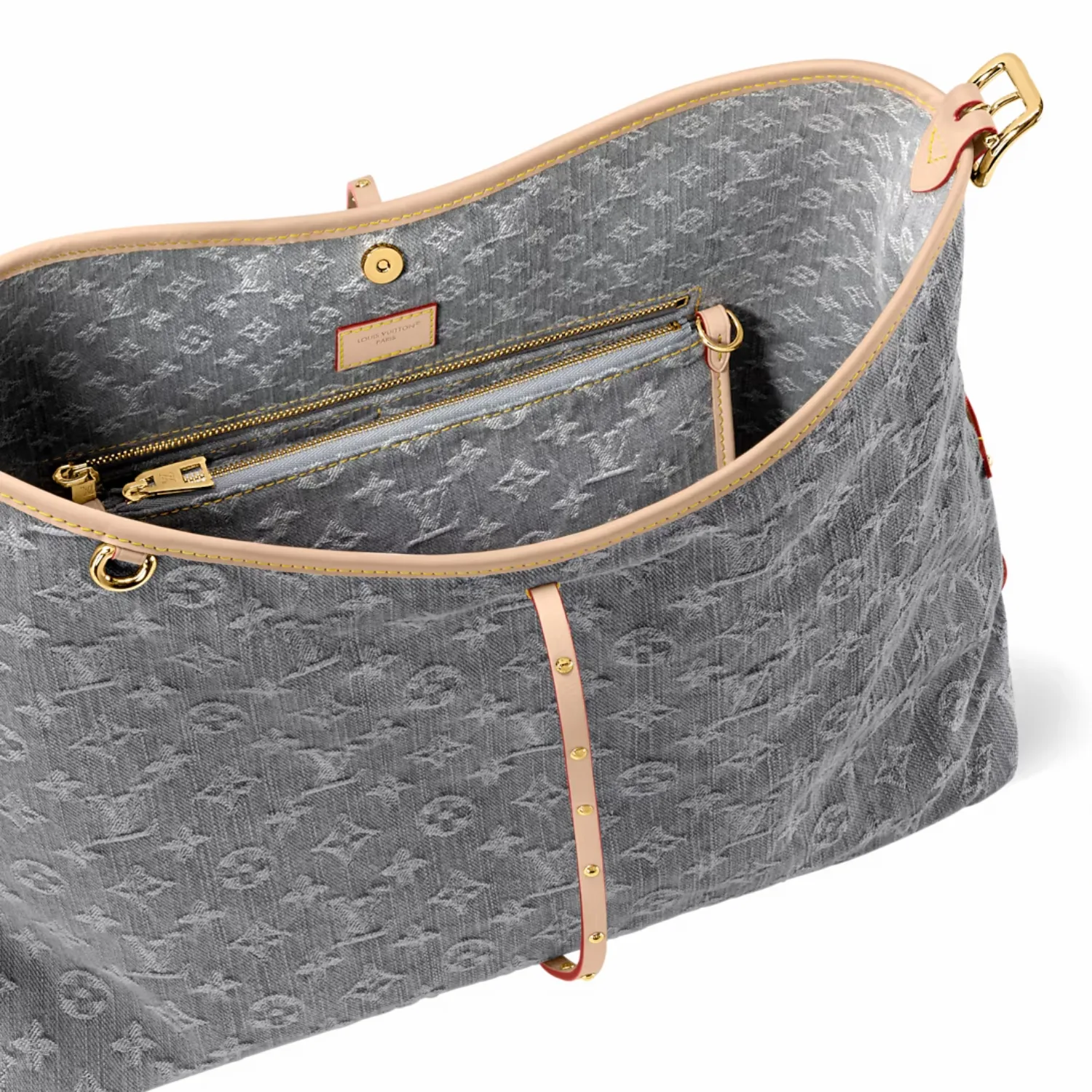 Louis Vuitton CarryAll MM Shoulder Bag / Washed Gray Gold Hardware - Image 5