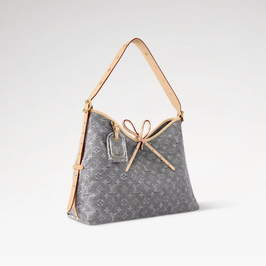 Louis Vuitton CarryAll MM Shoulder Bag / Washed Gray Gold Hardware - Image 2