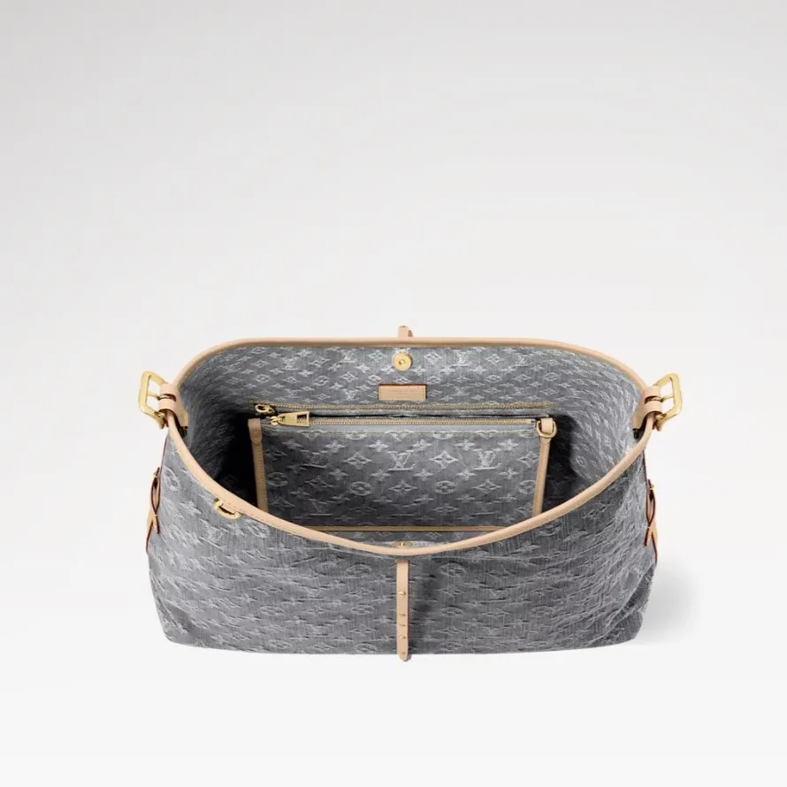 Louis Vuitton CarryAll MM Shoulder Bag / Washed Gray Gold Hardware - Image 3