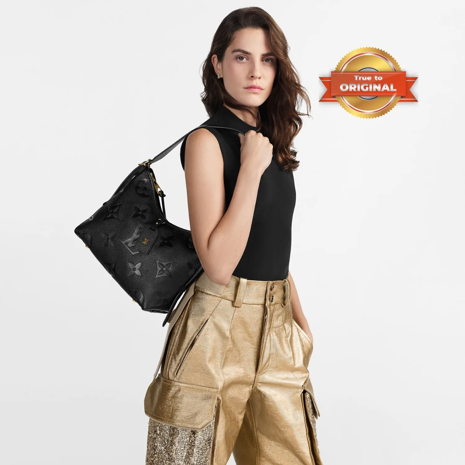 Louis Vuitton CarryAll PM Shoulder Bag / Black Gold Hardware - Image 6