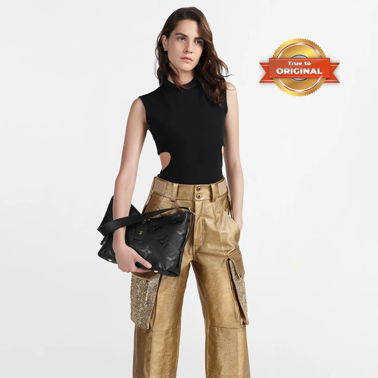 Louis Vuitton CarryAll PM Shoulder Bag / Black Gold Hardware - Image 5
