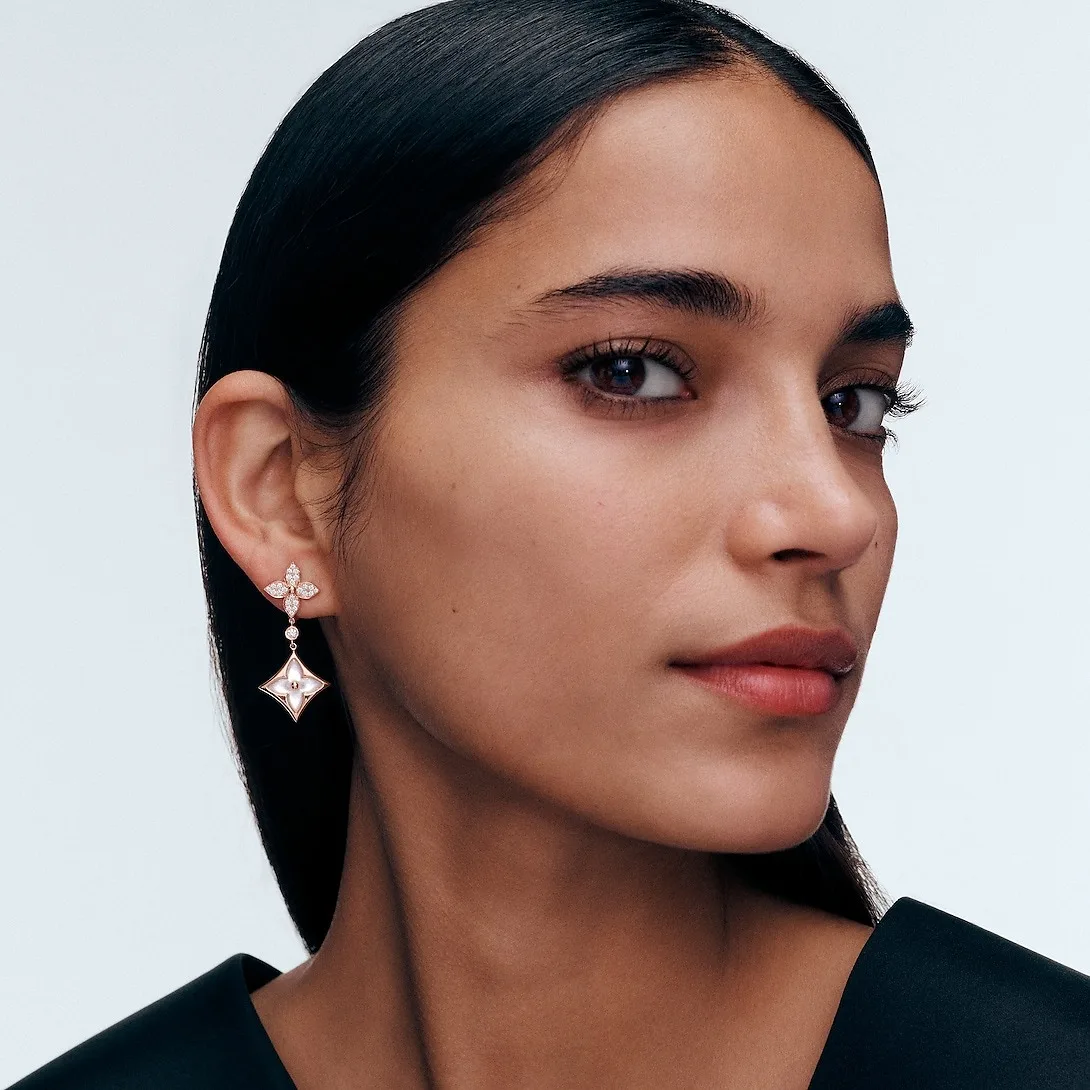 Alternative view of Louis Vuitton Color Blossom Double Star Long Earrings Pink-Toned