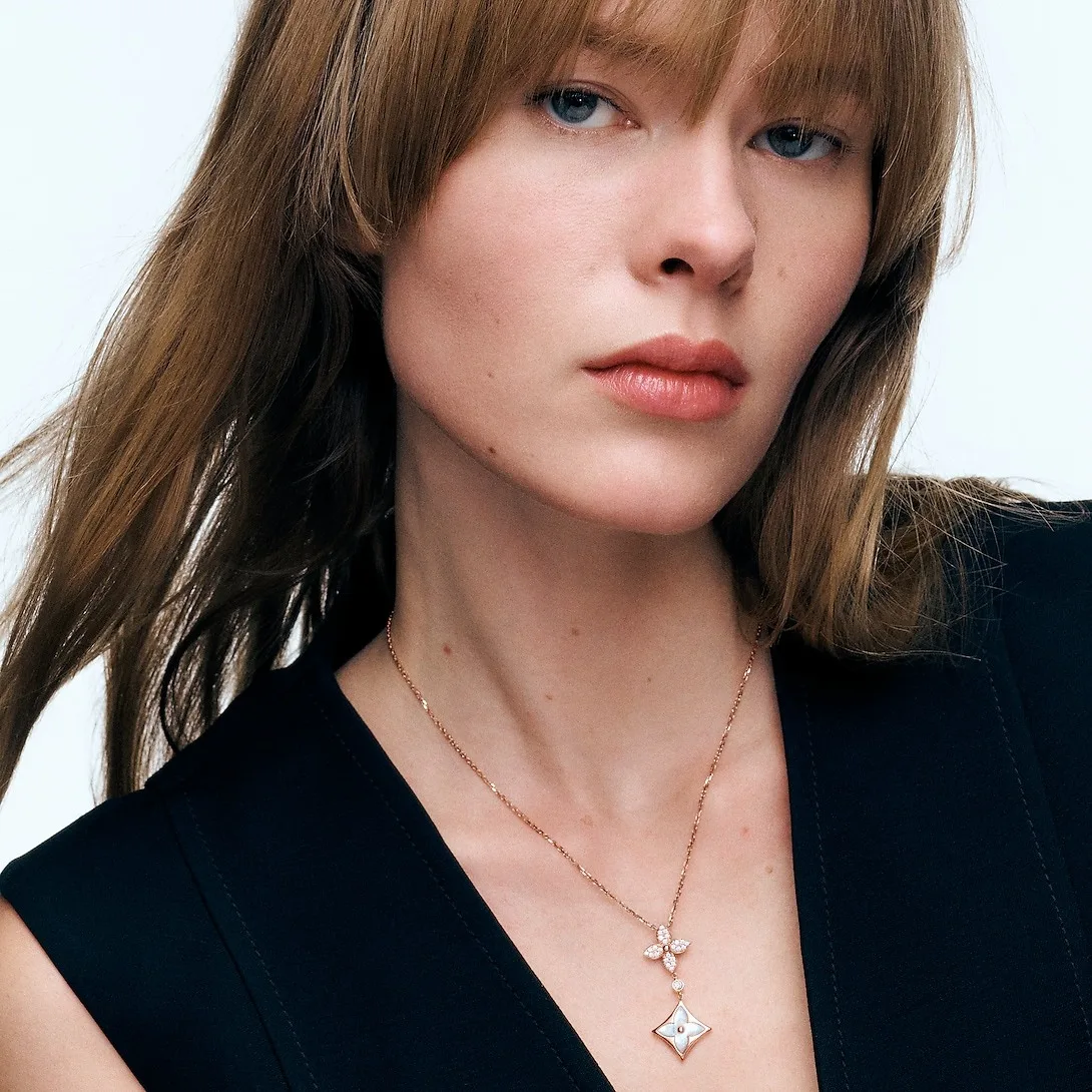 Alternative view of Louis Vuitton Color Blossom Double Star Pendant Necklace Pink-Toned