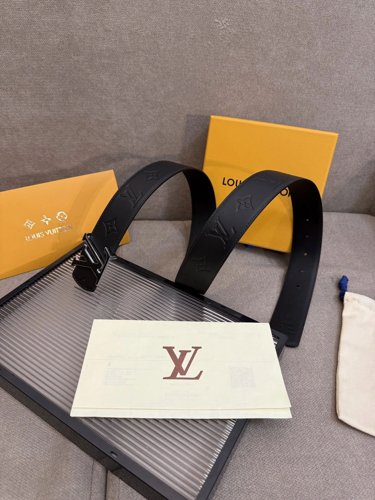 Louis Vuitton LV Initiales Monogram Eclipse Belt Black With Black Buckle - Image 4