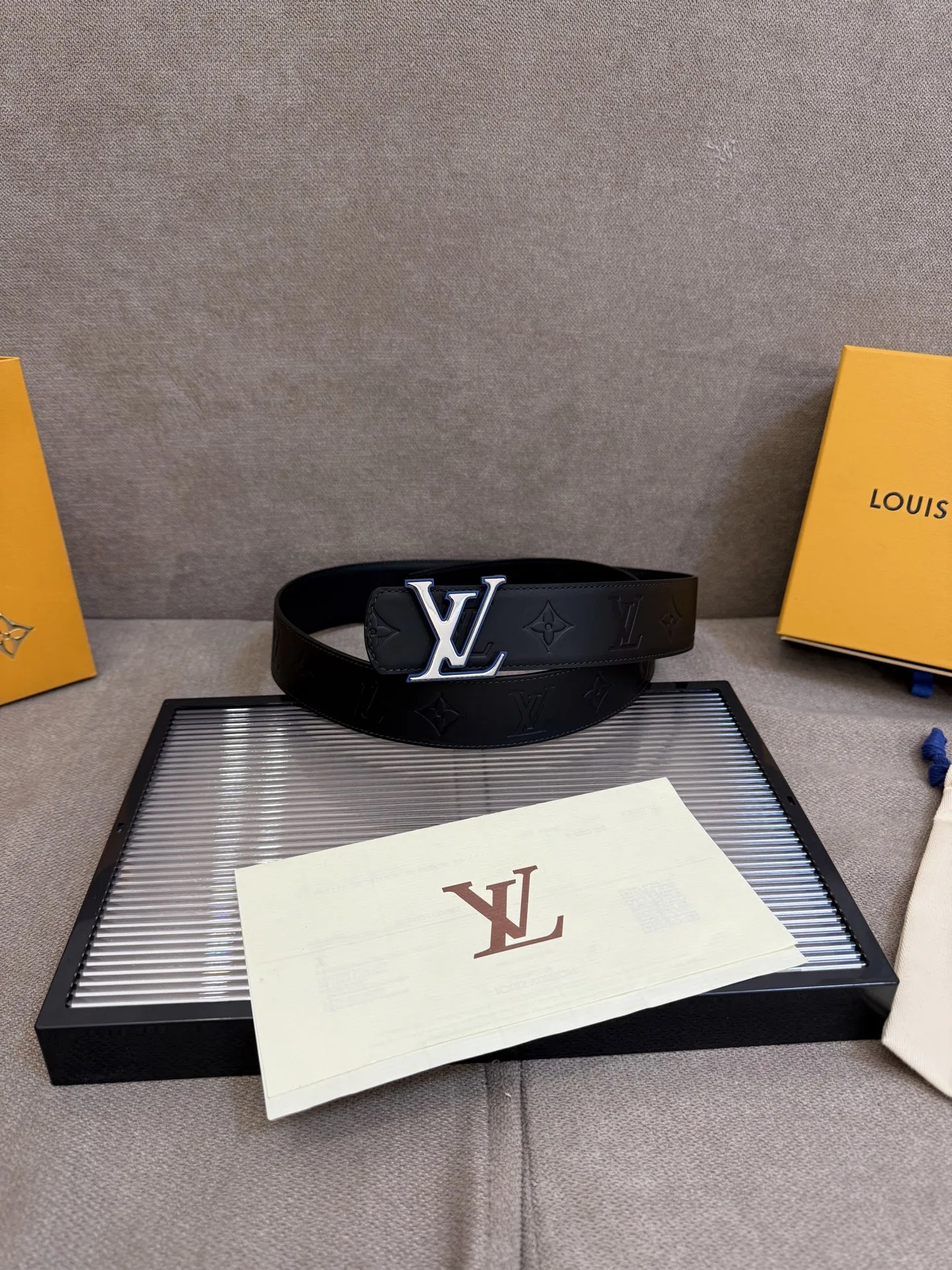 Alternative view of Louis Vuitton LV Initiales Monogram Eclipse Belt Black With Silver Buckle