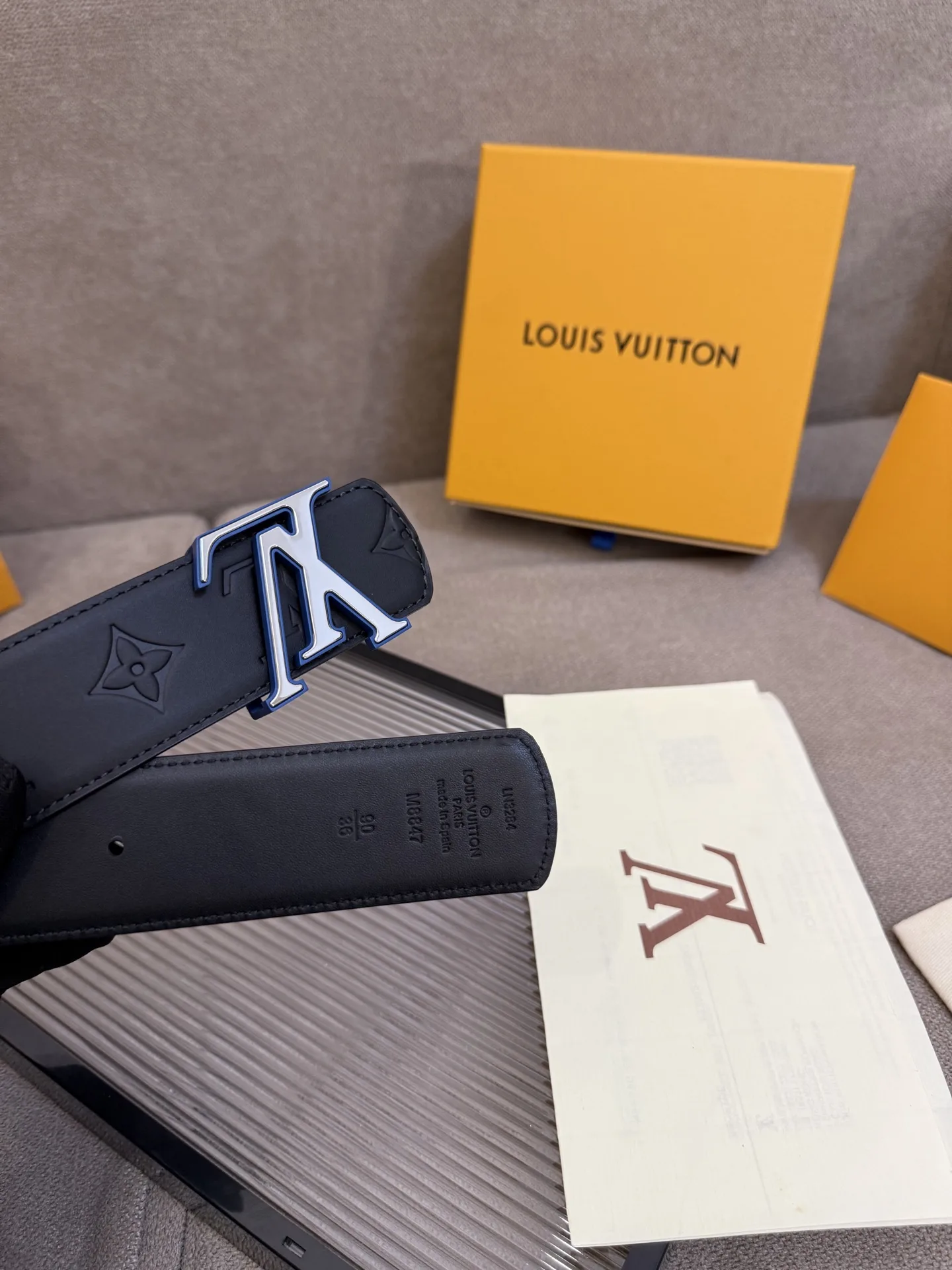 Louis Vuitton LV Initiales Monogram Eclipse Belt Black With Silver Buckle - Image 6