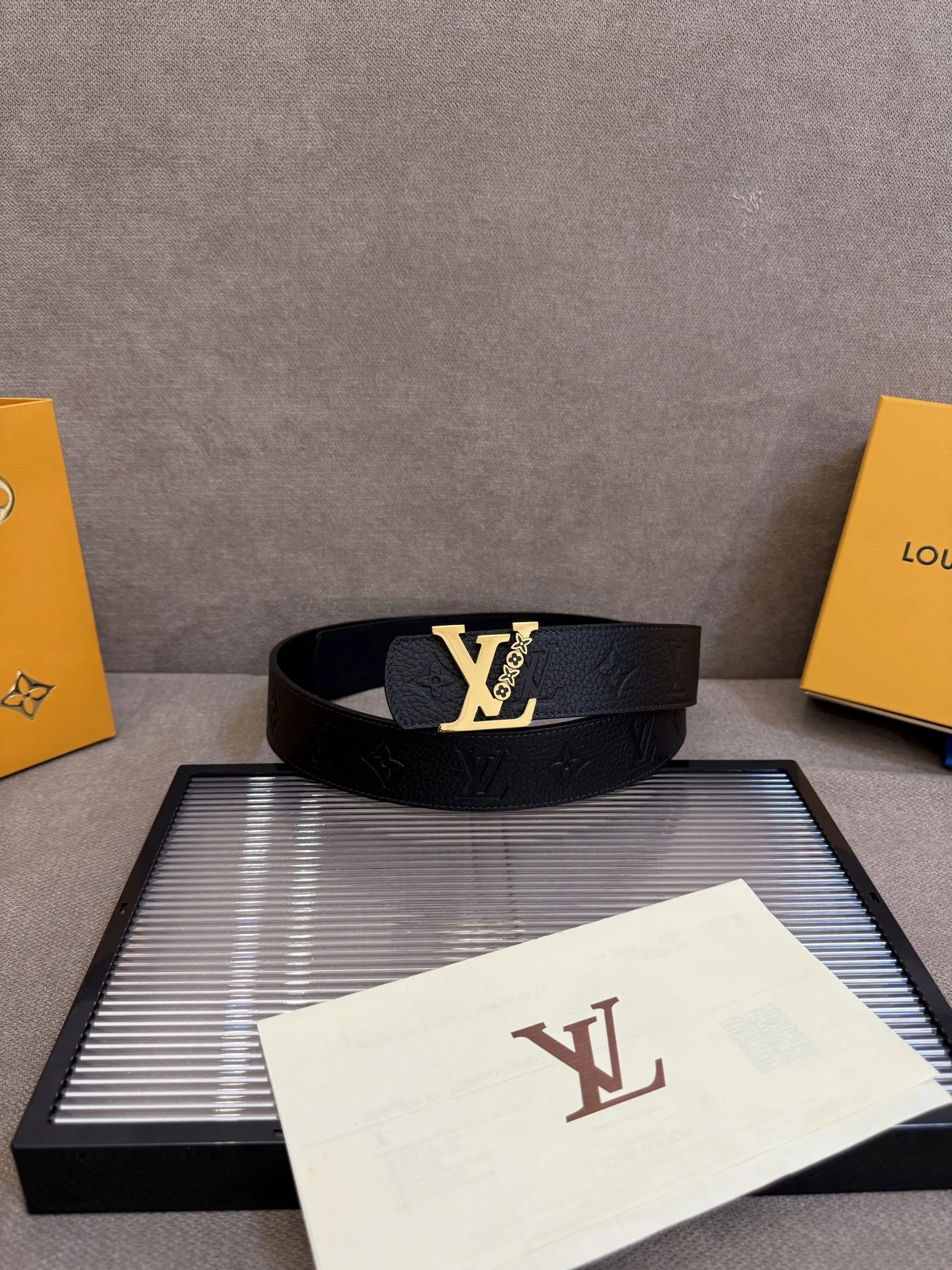 Alternative view of Louis Vuitton LV Initiales Monogram Belt Black With Gold Buckle