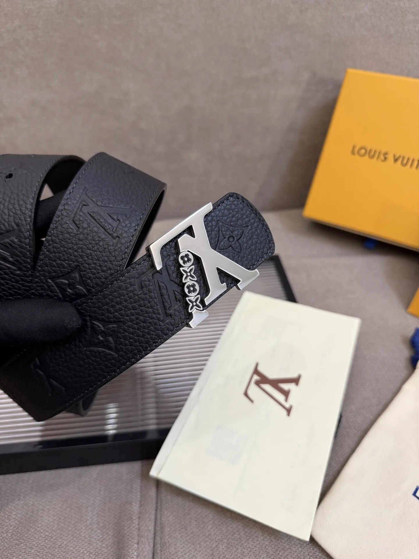 Louis Vuitton LV Initiales Monogram Belt Black With Silver Buckle - Image 3