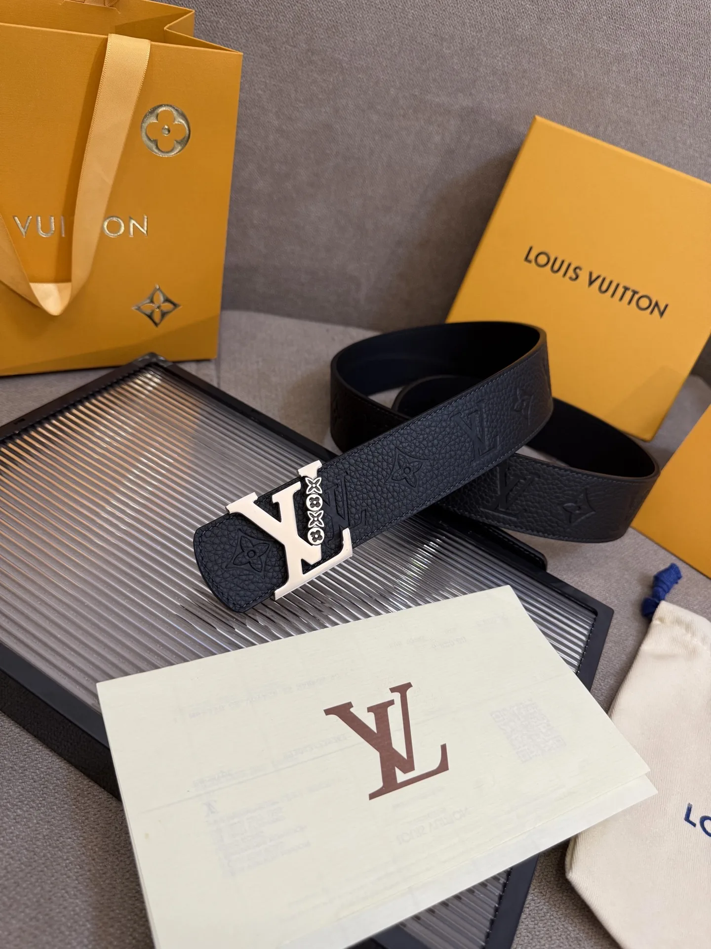 Louis Vuitton LV Initiales Monogram Belt Black With Silver Buckle - Image 5