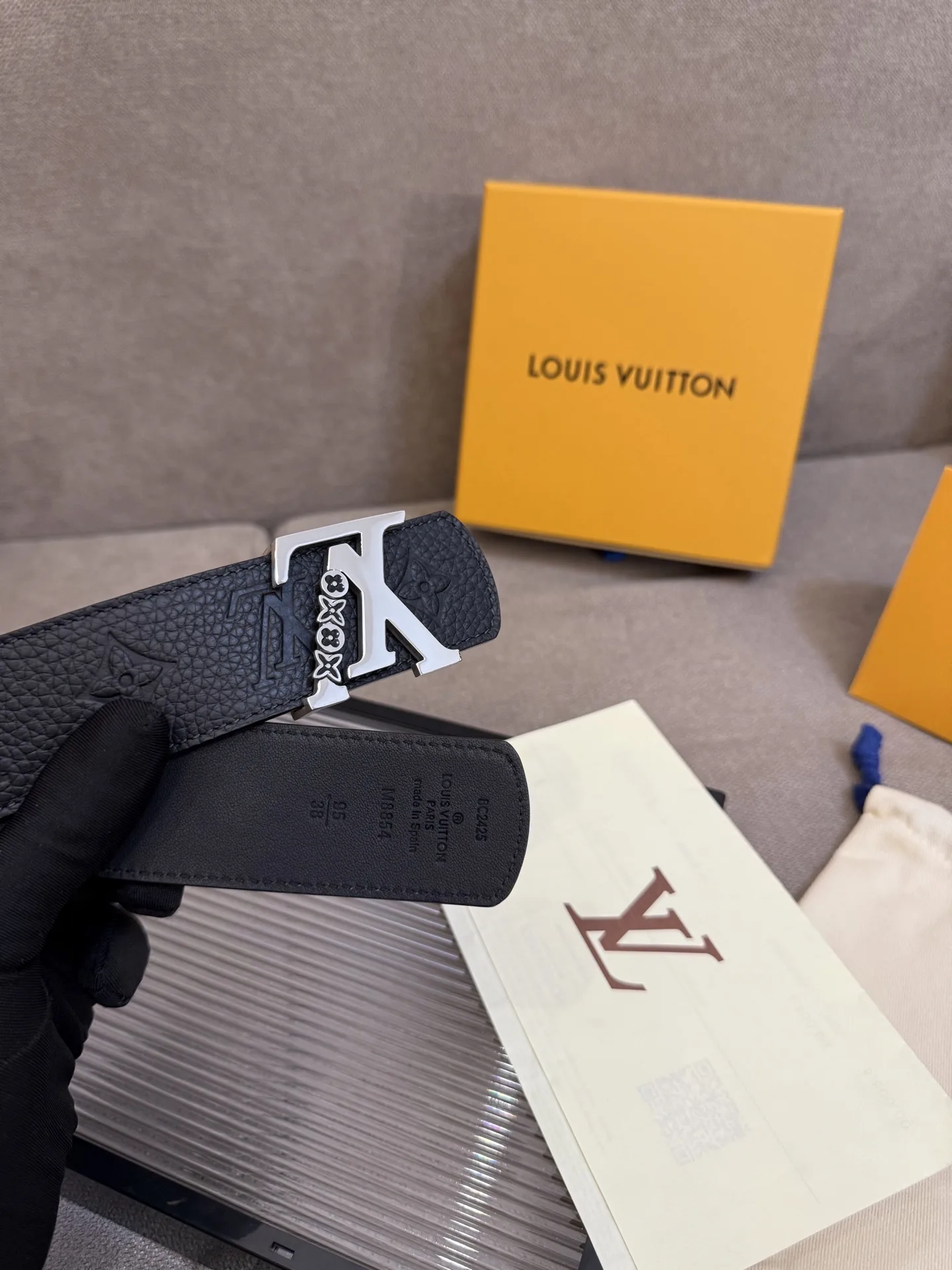 Louis Vuitton LV Initiales Monogram Belt Black With Silver Buckle - Image 6