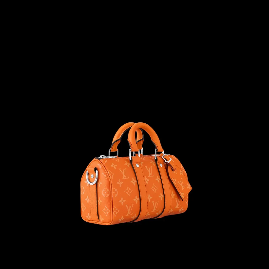 Louis Vuitton Keepall Bandouliere 25 Travel Bag / Orange Silver Hardware - Image 3