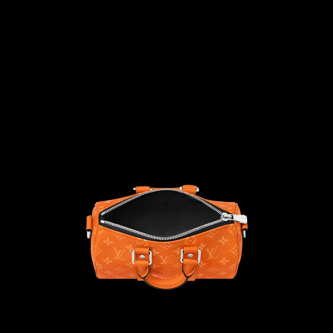 Louis Vuitton Keepall Bandouliere 25 Travel Bag / Orange Silver Hardware - Image 4