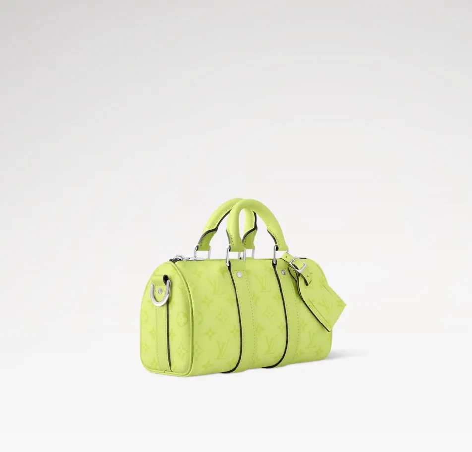 Louis Vuitton Keepall Bandouliere 25 Travel Bag / Lemon Yellow Silver Hardware - Image 3