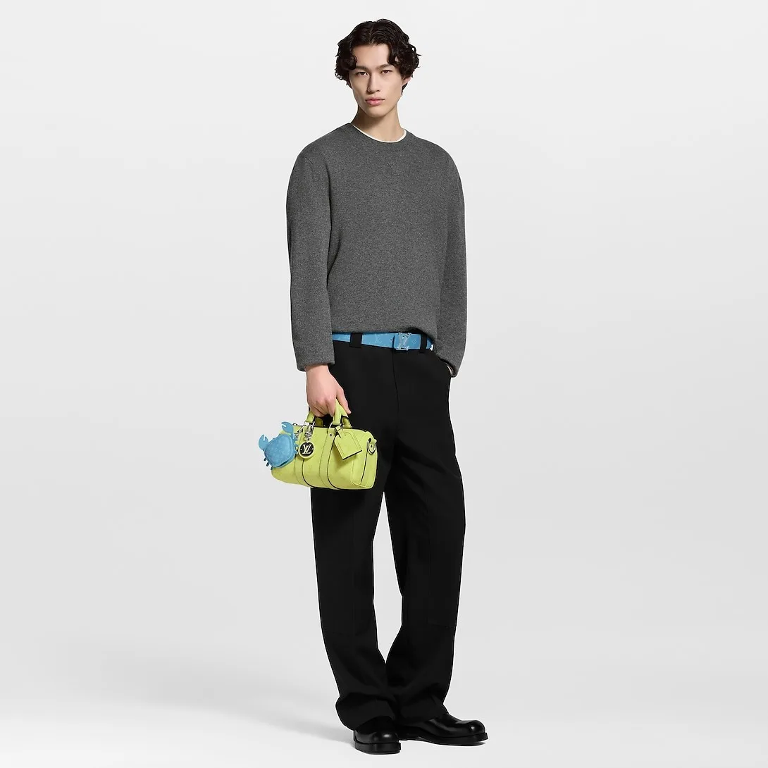Alternative view of Louis Vuitton Keepall Bandouliere 25 Travel Bag / Lemon Yellow Silver Hardware