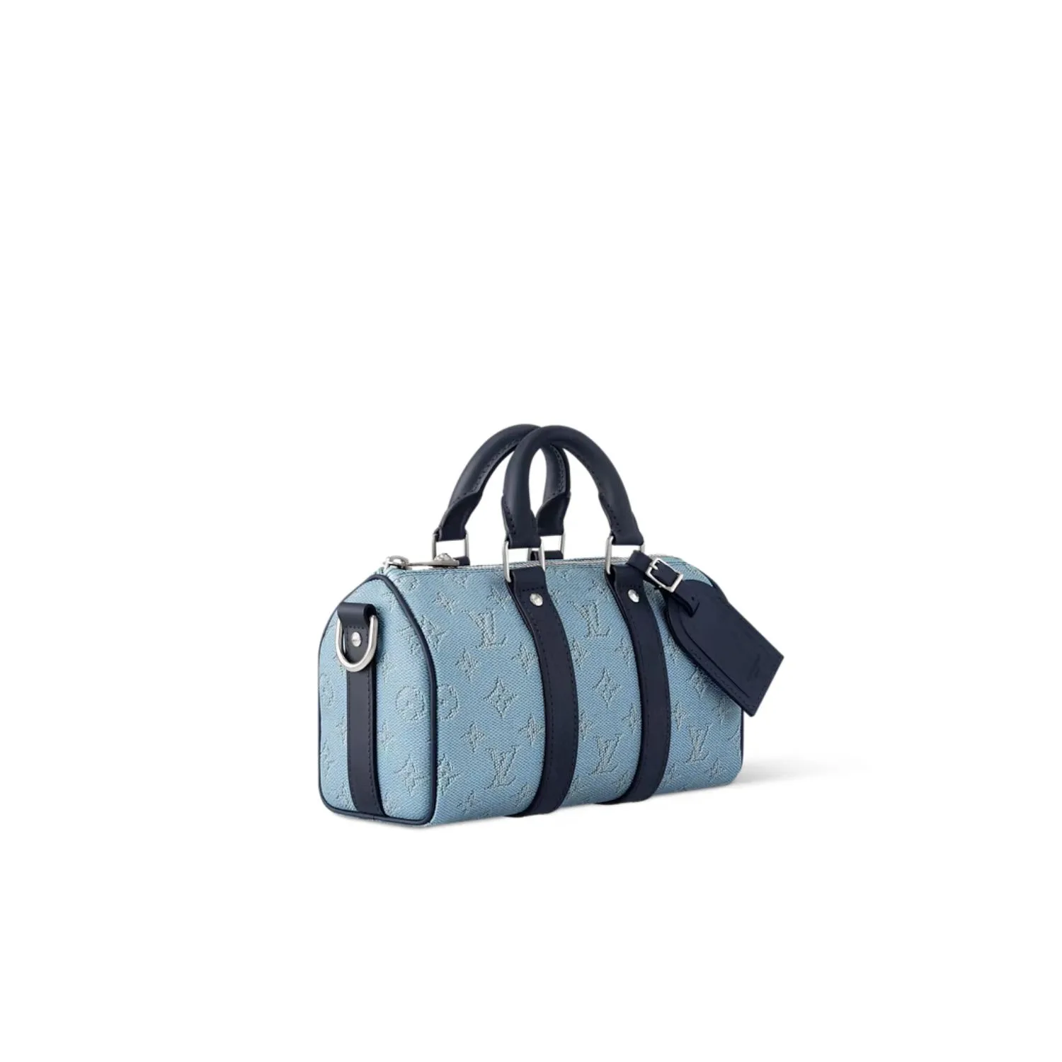 Louis Vuitton Keepall Bandouliere 25 Travel Bag / Blue Silver Hardware - Image 4