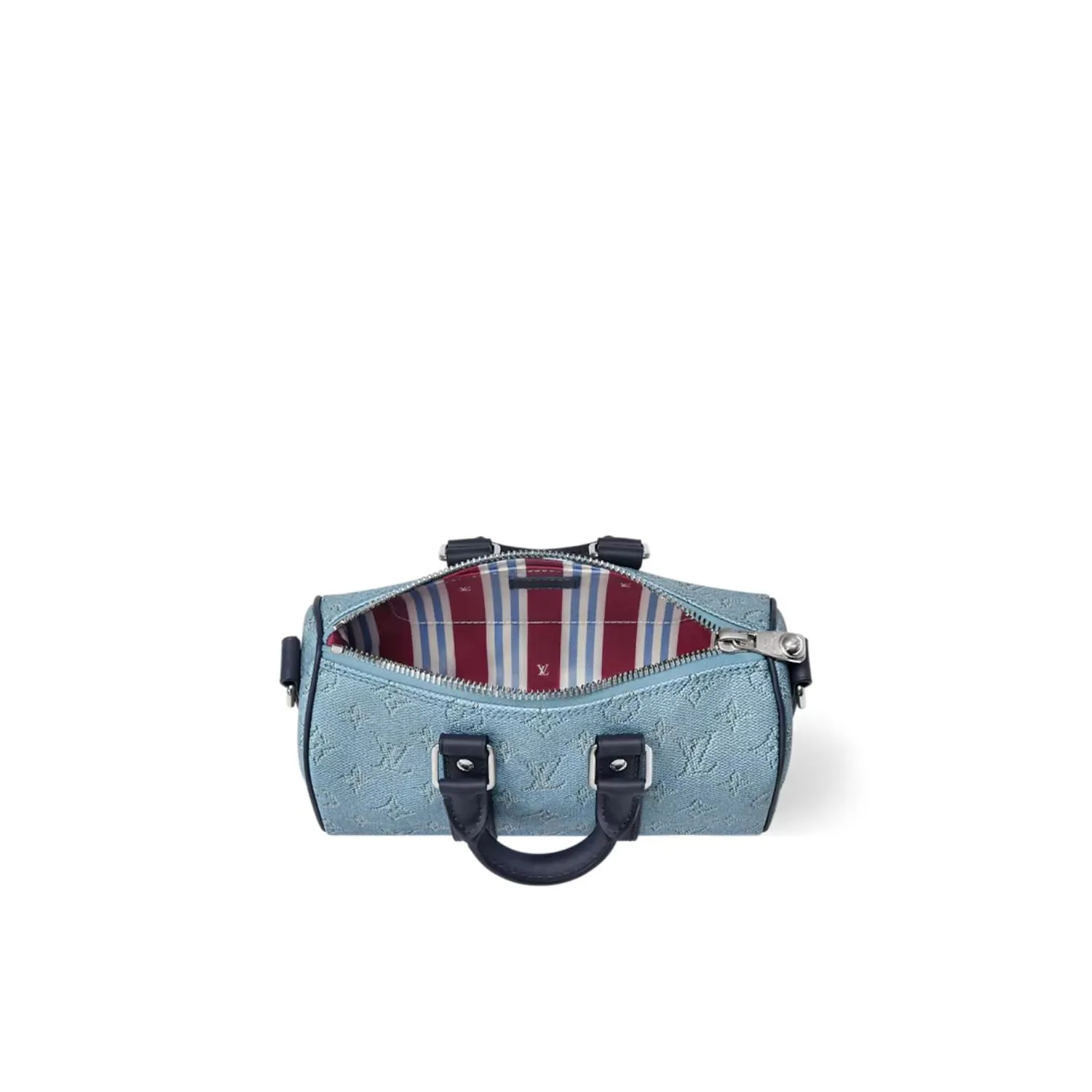 Louis Vuitton Keepall Bandouliere 25 Travel Bag / Blue Silver Hardware - Image 6