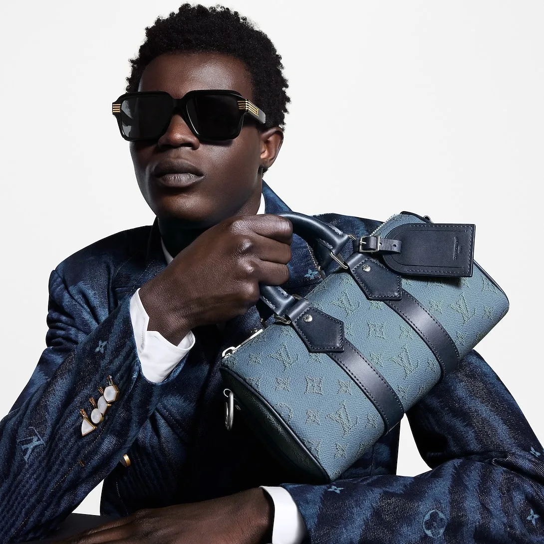 Louis Vuitton Keepall Bandouliere 25 Travel Bag / Blue Silver Hardware - Image 3