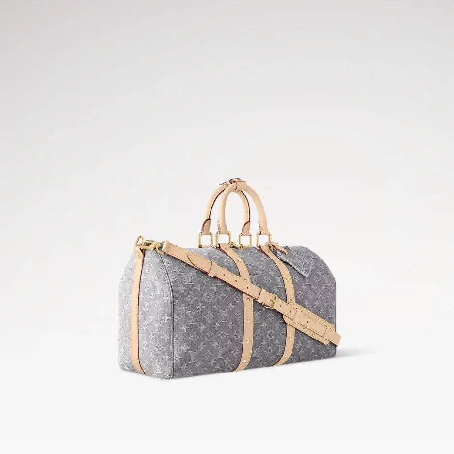 Louis Vuitton Keepall Bandouliere 45 Travel Bag / Cloudy Gray Gold Hardware - Image 4