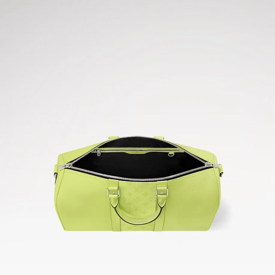 Louis Vuitton Keepall Bandouliere 45 Travel Bag / Lemon Yellow Silver Hardware - Image 5