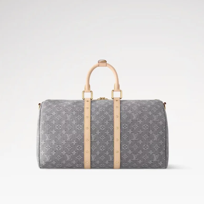 Louis Vuitton Keepall Bandouliere 45 Travel Bag / Cloudy Gray Gold Hardware - Image 6
