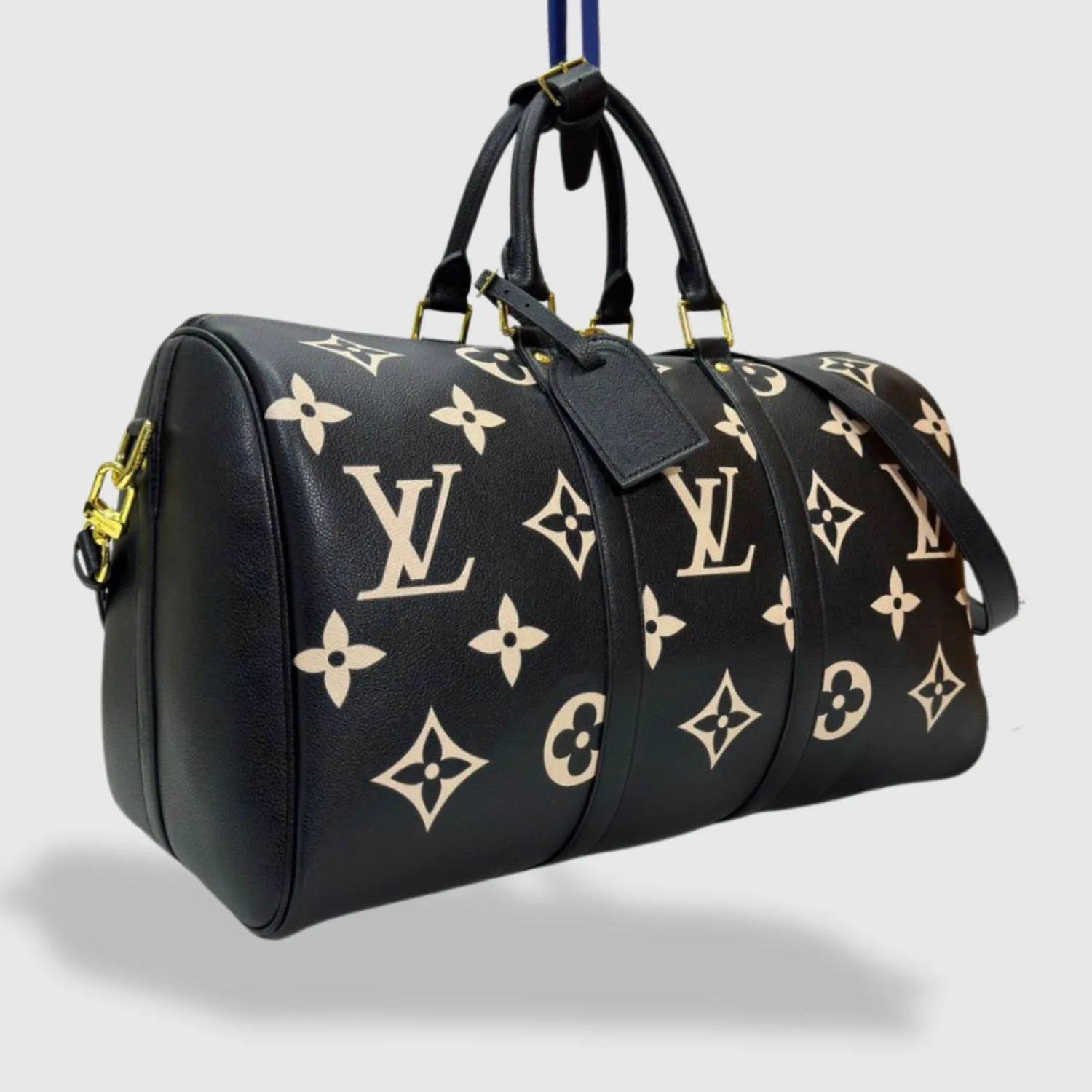 Louis Vuitton Keepall Bandouliere 45 Travel Bag / Black Gold Hardware - Image 4