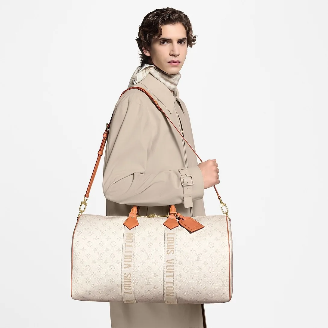 Louis Vuitton Keepall Bandouliere 45 Travel Bag / Off-White Gold Hardware - Image 2