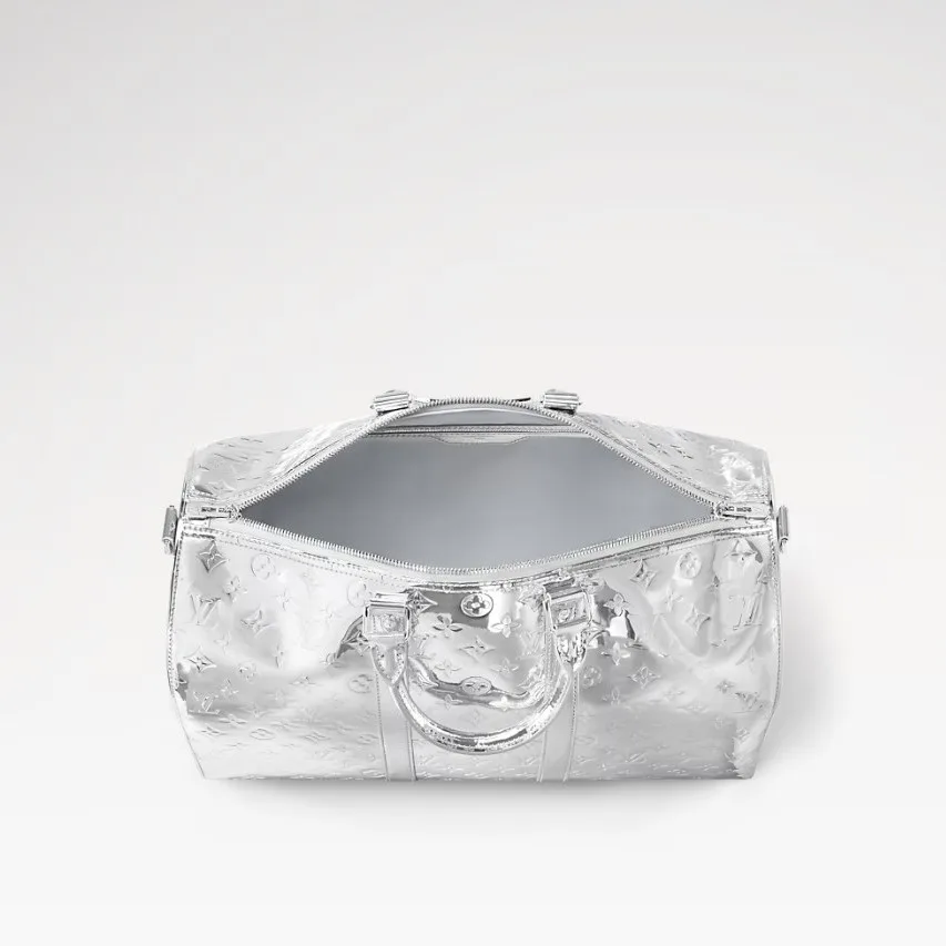 Louis Vuitton Keepall Bandouliere 45 Travel Bag / Silver Metallic Silver Hardware - Image 5